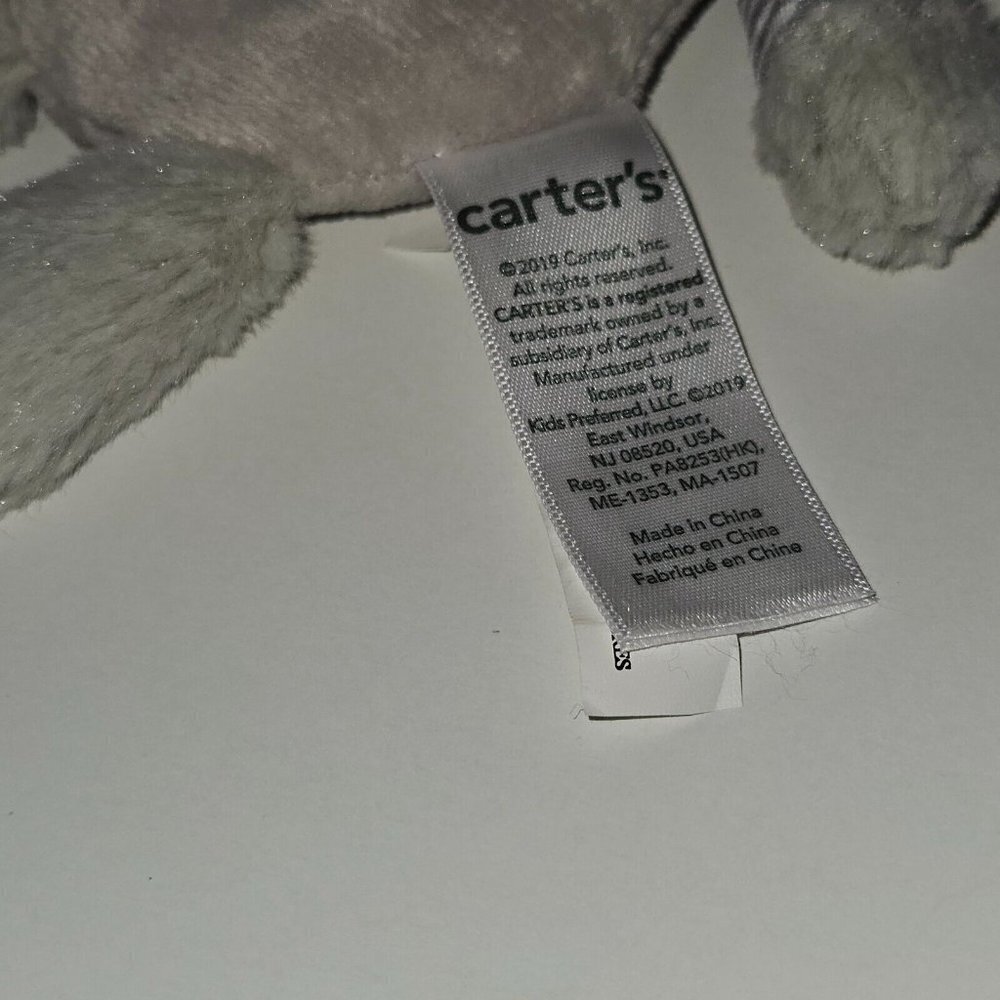 Carter's Gray White Elephant Plush Rattle Baby Toy Lovey Grabber Ring 2019 - Picture 3 of 6